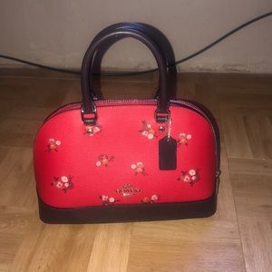 COACH red floral handbag